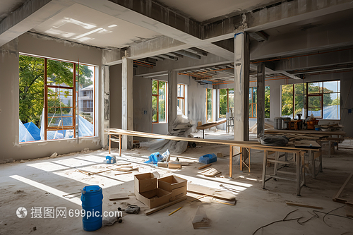 現(xiàn)代室內(nèi)施工現(xiàn)場